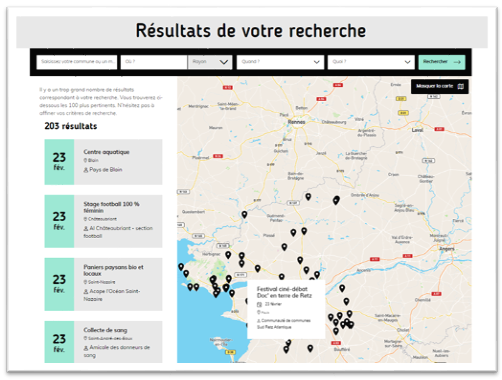 Carte des évènements du département de la Loire-Atlantique