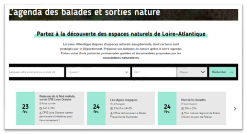 Agenda du département Loire-Atlantique concernant les balades et les sorties natures