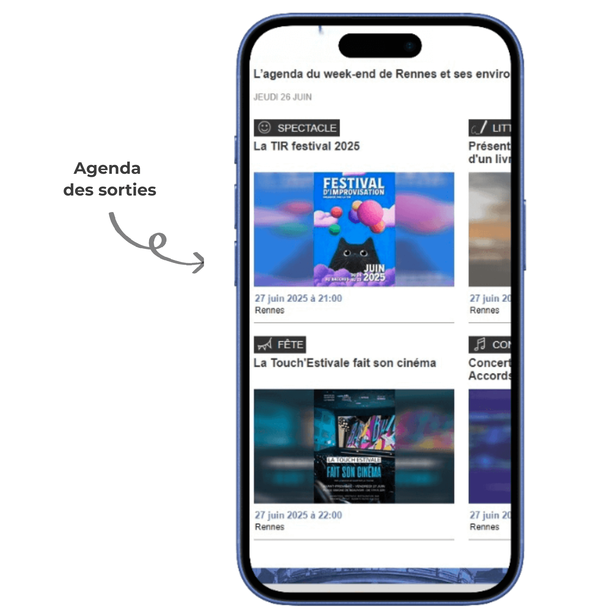 Infolocale exploitant agenda des sorties