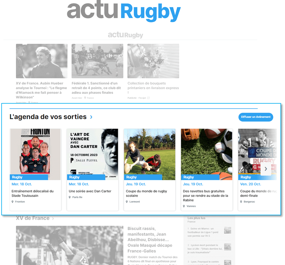 Agenda des sorties actu Infolocale